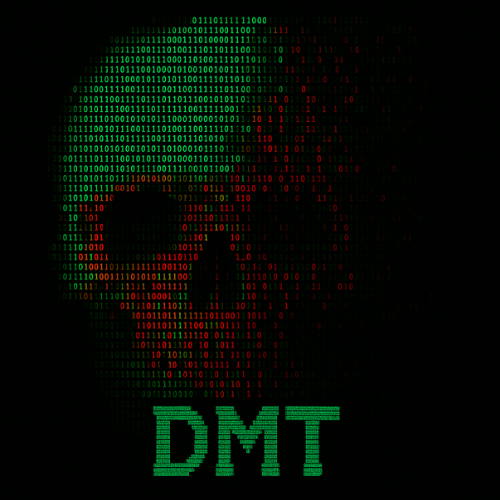 Digital skull made of binary code